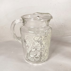 Jarra y Vasos de Vidrio Labrado con Diseño Floral - imagen 3