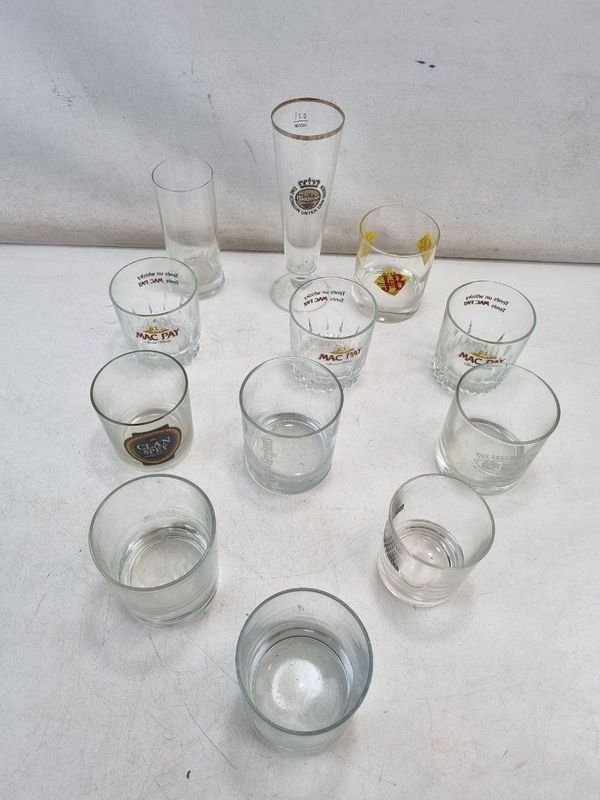 L 494 - 12 Piezas - Surtido de vasos y copas en vidrio con diseños de marcas de bebidas, ideal para completar tu colección o uso diario