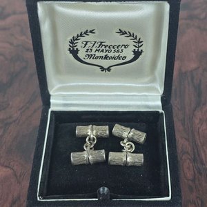 Par de Gemelos de Plata con Diseño de Bambú - imagen 1