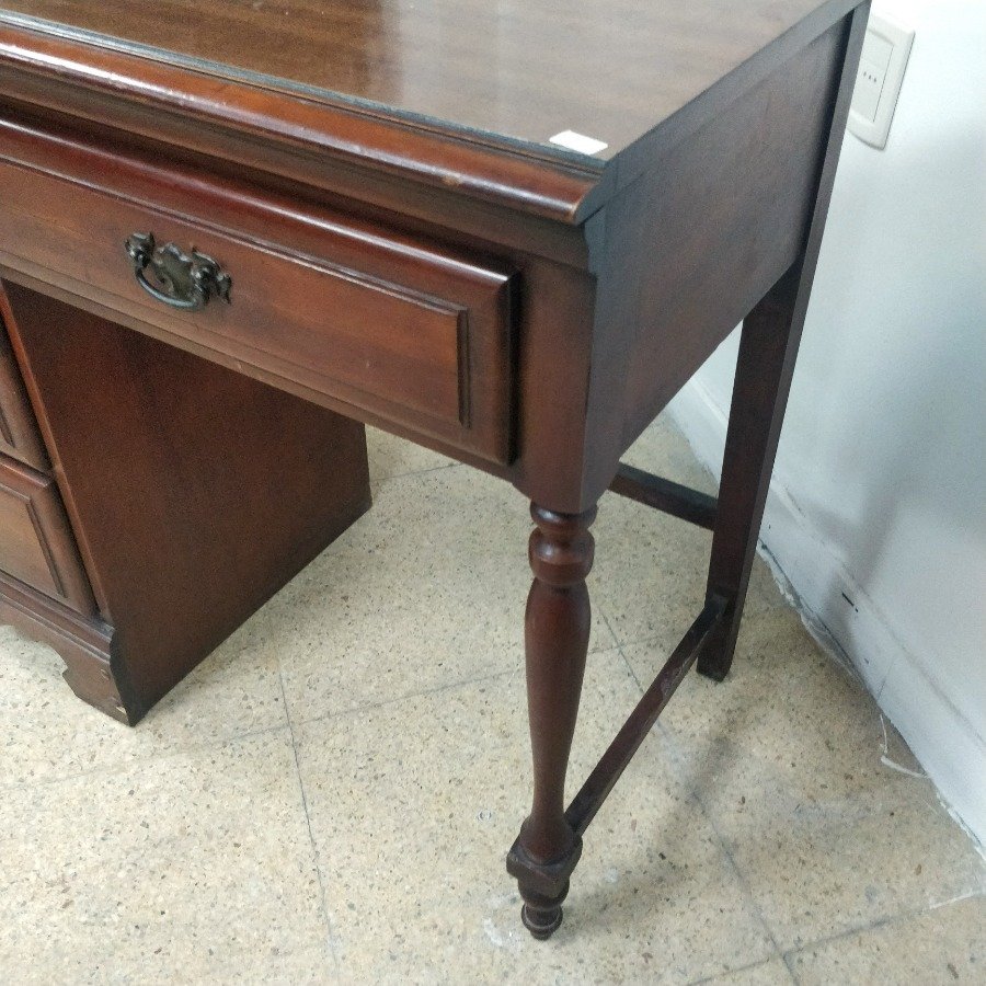 Escritorio de madera maciza con 4 cajones y herrajes metálicos - imagen 5