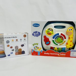 Mesa de Aprendizaje Didáctica 2 en 1 Tot Kids con Juego de Apilar Círculos - imagen 2