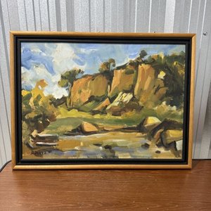 Lote siguiente: Oleo sobre Tela: Paisaje con Barrancas y Vegetación Firmado R. Pérez '95