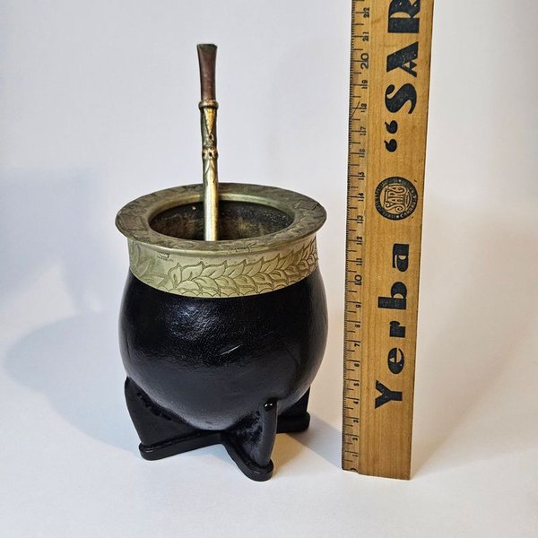 Mate para fumar con virola imperial y bombilla de Plata y Oro - imagen 1