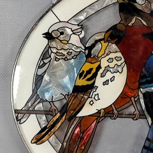 Cuadro Oval de Vidrio con Diseño de Aves Estilo Vitral - imagen 4