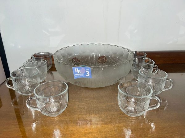 Set de Bowls y Tazas de Vidrio Grabado - imagen 1