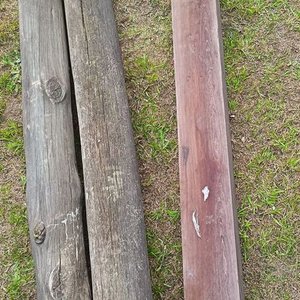 Dos tirantes Cilindrico de madera con Detalles de Uso Medidas: Largo 300 cm  x Diámtero 12 cm /  Tirante rectangular de madera Noble .Medidas: Largo 152 cm  x 9 cm x 15 cm - imagen 5