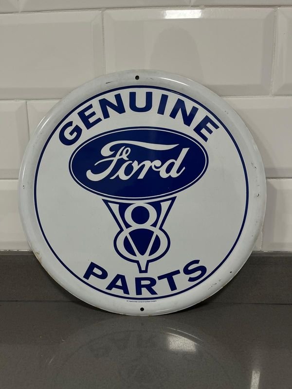 Chapa Decorativa Redonda "Genuine Ford Parts" Original