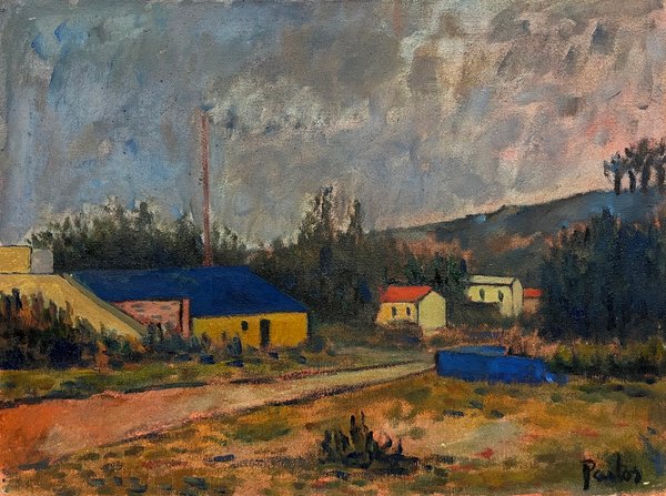 Pintura de Manuel Pailos: Un paisaje rural en óleo sobre tela