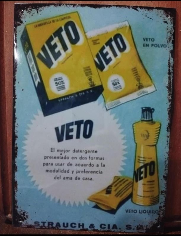 Cartel de Chapa Decorativo Jabón Veto