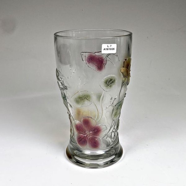 Florero de Vidrio con Flores en Relieve, Altura 25 cm - imagen 1