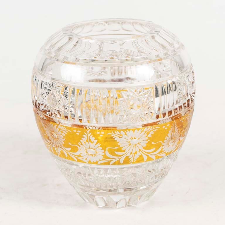 Lote anterior: Florero cristal Bohemia tallado con guarda color