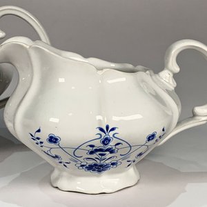 Juego de Vajilla de Losa Blanca con Decoración Floral Azul - imagen 2