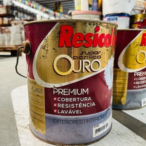 Lote x2 Latas Pintura Acrílica Resicolor Ouro Premium 3.24L - imagen 2