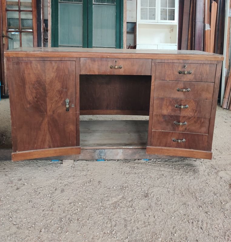 Escritorio Art Decó de Madera con Cajones y Puertas