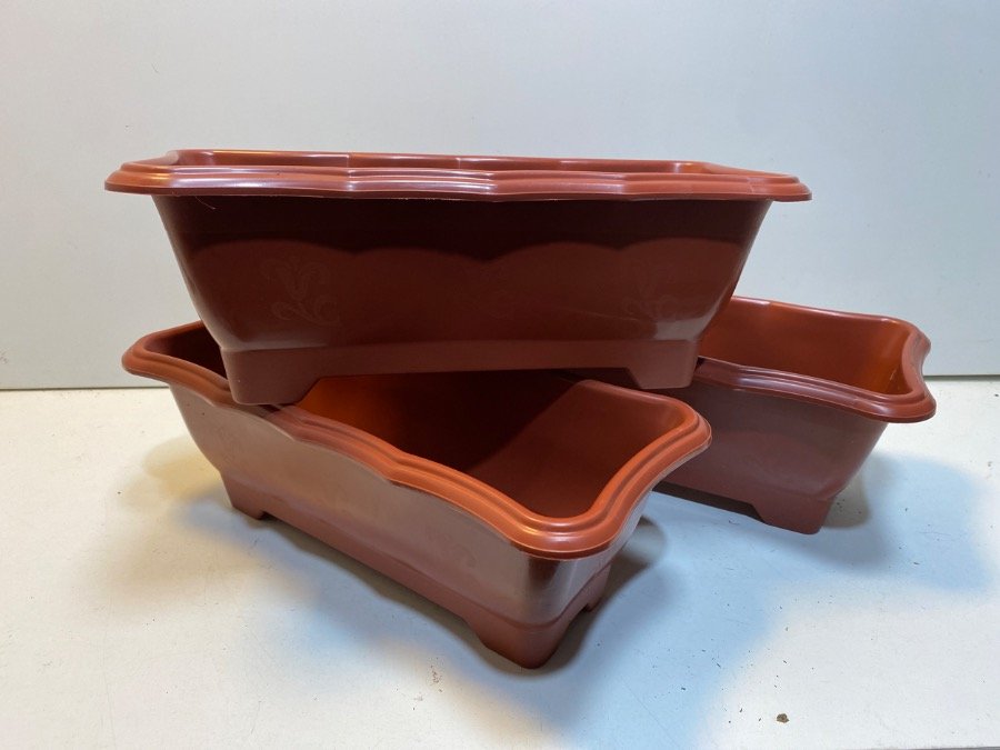 3 Macetas Jardineras Plásticas Terracota Arqplast 38x17x14cm