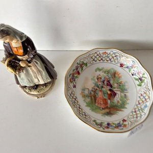 Figura Campesina Italiana y Fuente de Porcelana Bavaria - imagen 4