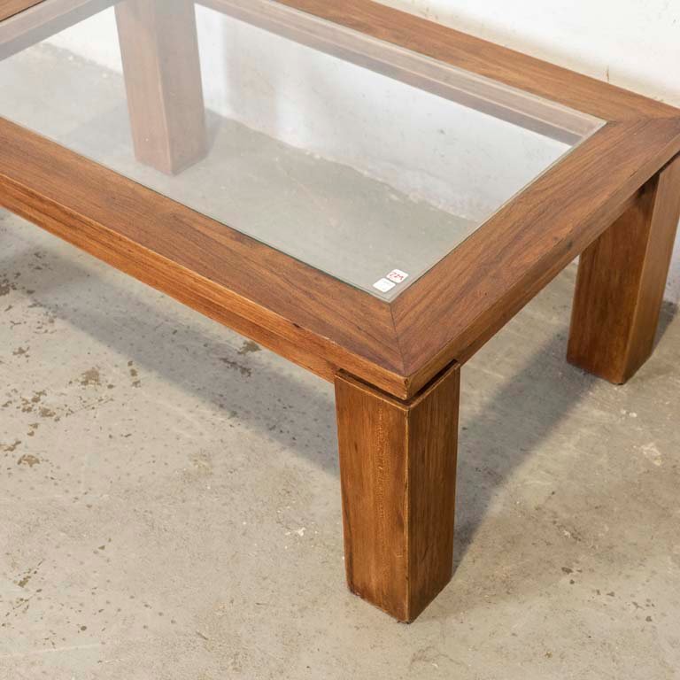 Mesa de living de madera con tapa de vidrio - imagen 2