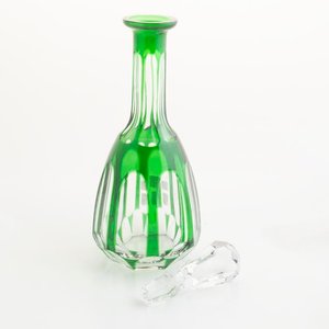 Botellón de Cristal Verde Tallado con Tapón Decorativo - imagen 3