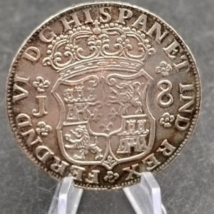 Réplica Moneda Plata 8 Reales Chile 1752 Columnaria Santiago - imagen 4