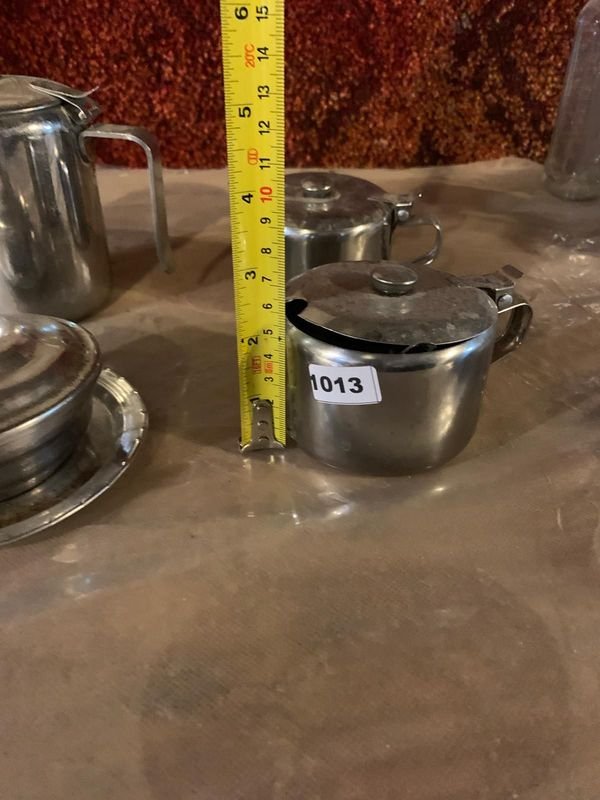Lote de azucareros y jarra de café en metal - imagen 5