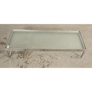 Mesa Ratona Rectangular Vidrio Opalino y Base Cromada - imagen 2