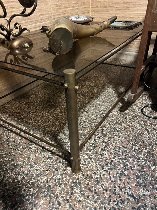 Mesa Ratona Rectangular de Vidrio y Metal
