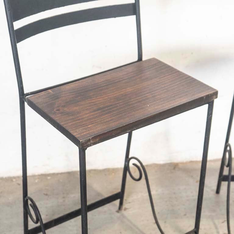 Sillas altas rústicas de madera y metal para decorar - imagen 2