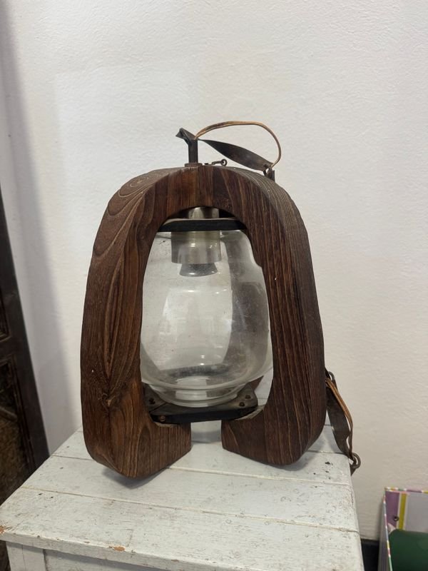 Lámpara de Techo Rústica de Madera y Vidrio - imagen 1