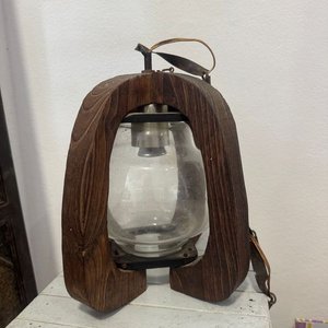 Lámpara de Techo Rústica de Madera y Vidrio - imagen 1