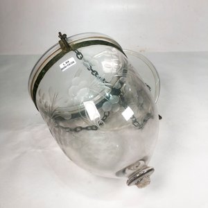 Colgante de Techo Vintage en Vidrio Grabado con Cadena y Detalle Metálico - imagen 2