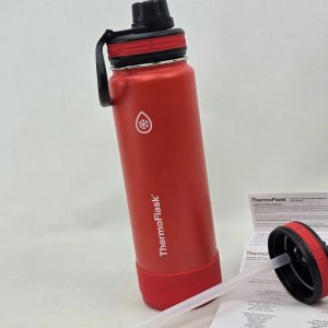 Botella Térmica ThermoFlask de Acero Inoxidable Roja con Pico y Tapa - imagen 2