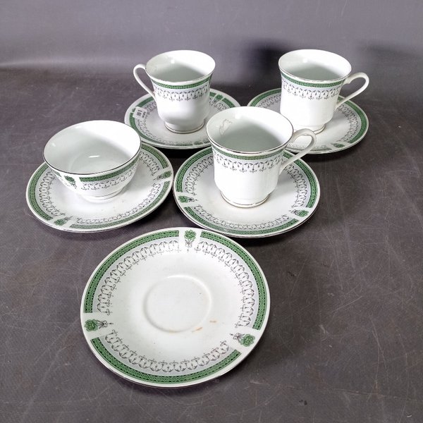 Conjunto de Cerámica China: 3 Tazas con Platillos, Bowl y 2 Platos - imagen 1
