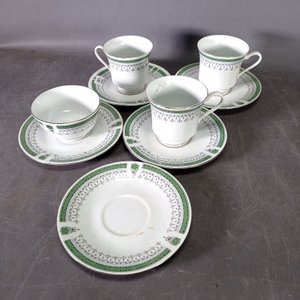 Conjunto de Cerámica China: 3 Tazas con Platillos, Bowl y 2 Platos - imagen 1