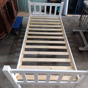 Cama Una Plaza Madera Maciza Laqueada Blanca - imagen 5