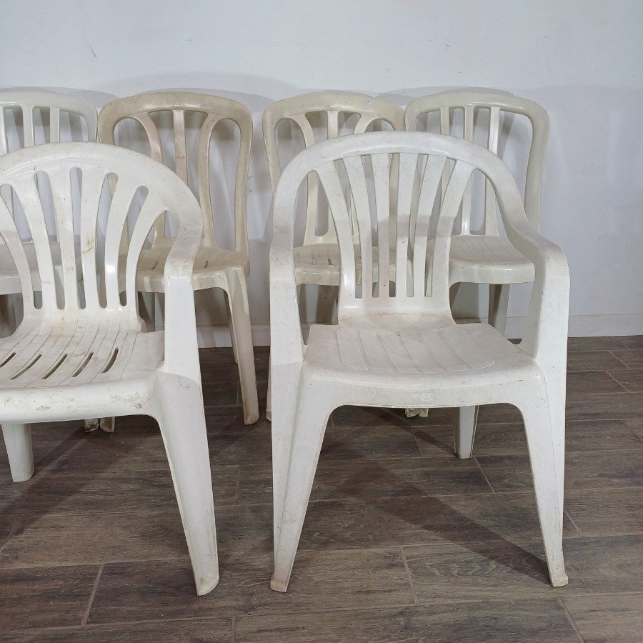 Sillas de plástico blancas y grises para hogar - imagen 4