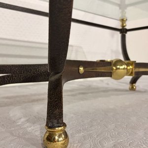 Mesa de Centro Clásica: Hierro Forjado, Bronce y Vidrio Biselado - imagen 7