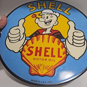 Chapa Esmaltada "Shell Motor Oil" con Popeye - imagen 3