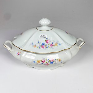 Guisera de porcelana checa con tapa, decoración floral - imagen 2
