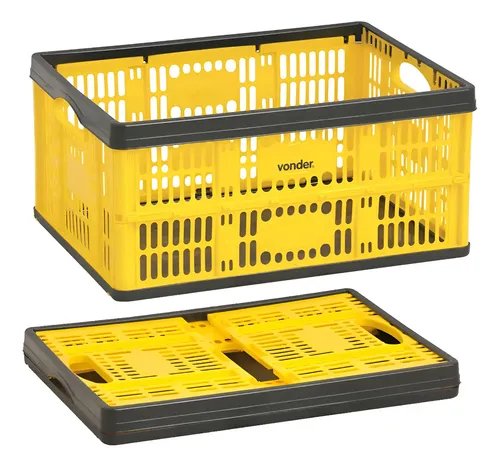 Canasto Plegable Plástico Amarillo con Asas Laterales - imagen 1
