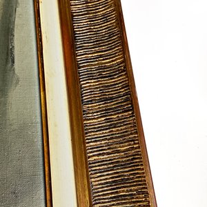 Cuadro al óleo de paisaje invernal con firma y marco de madera - imagen 5