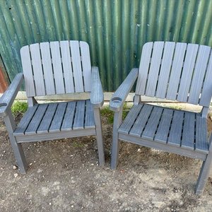Juego de 2 sillones de exterior de plástico gris - imagen 4