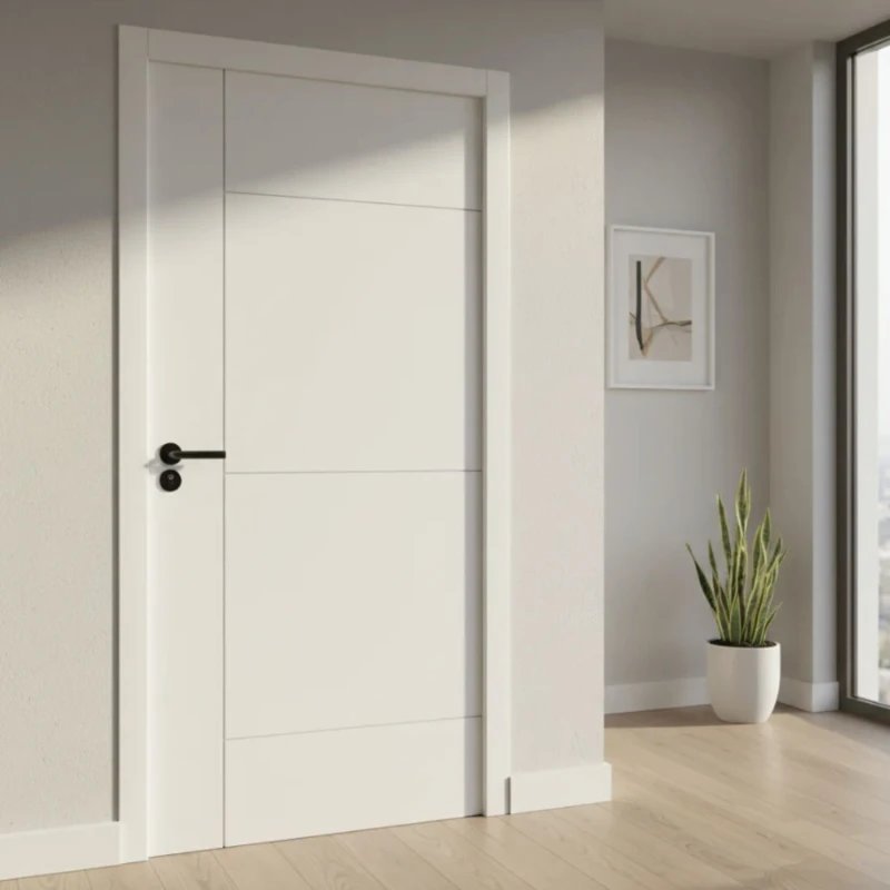 Puerta Interior Blanca Desarmada con Marco, Cerradura y Accesorios