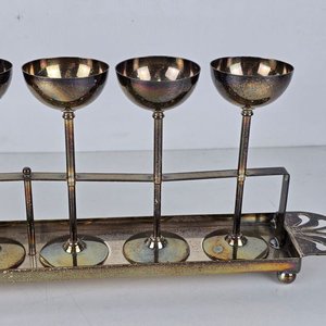 Juego de 6 Copas de Plata Antigua con Soporte Decorativo - imagen 4