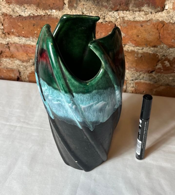Jarrón de Cerámica Moderno con Degradado Verde y Azul