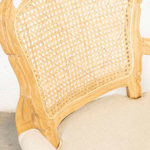 Sillón Francés Rústico con Respaldo Esterillado y Almohadón - imagen 3