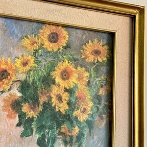 Cuadro "Girasoles" Estilo Impresionista Claude Monet Marco Dorado - imagen 3