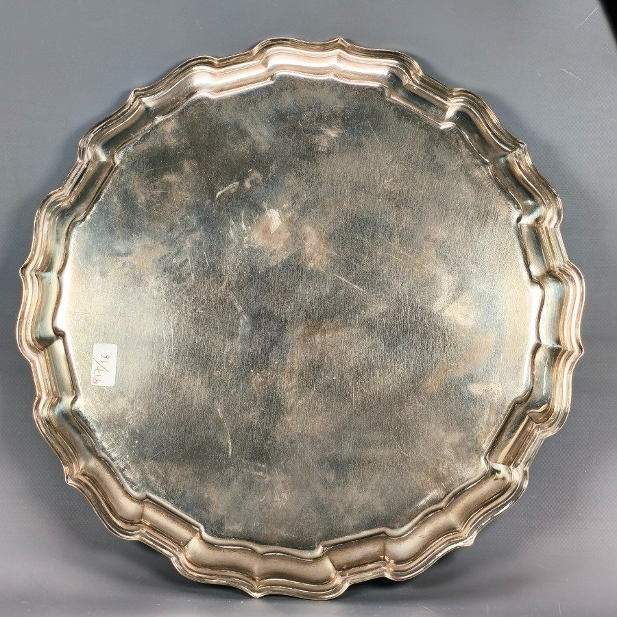 Bandeja circular en plata sterling Chippendale por Frank Smith - imagen 5