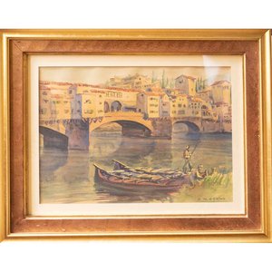 Lote siguiente: Acuarela "Pueblo Costero" de E. R. Garino - 24 x 34 cm