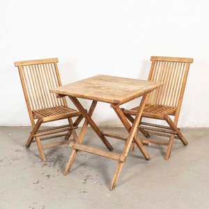 Lote anterior: Juego de Jardín Plegable de Madera: Mesa y Dos Sillas