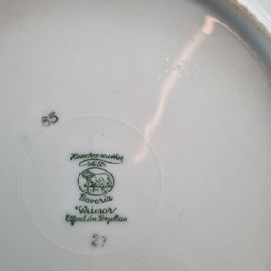 Juego de 12 Platos de Porcelana Hutschenreuther Alt Weimar Bavaria con Cardos y Bordes Plateados - imagen 4
